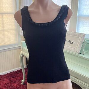 Belldini black Ribbed Sequin Neck Tank Top sz Medium